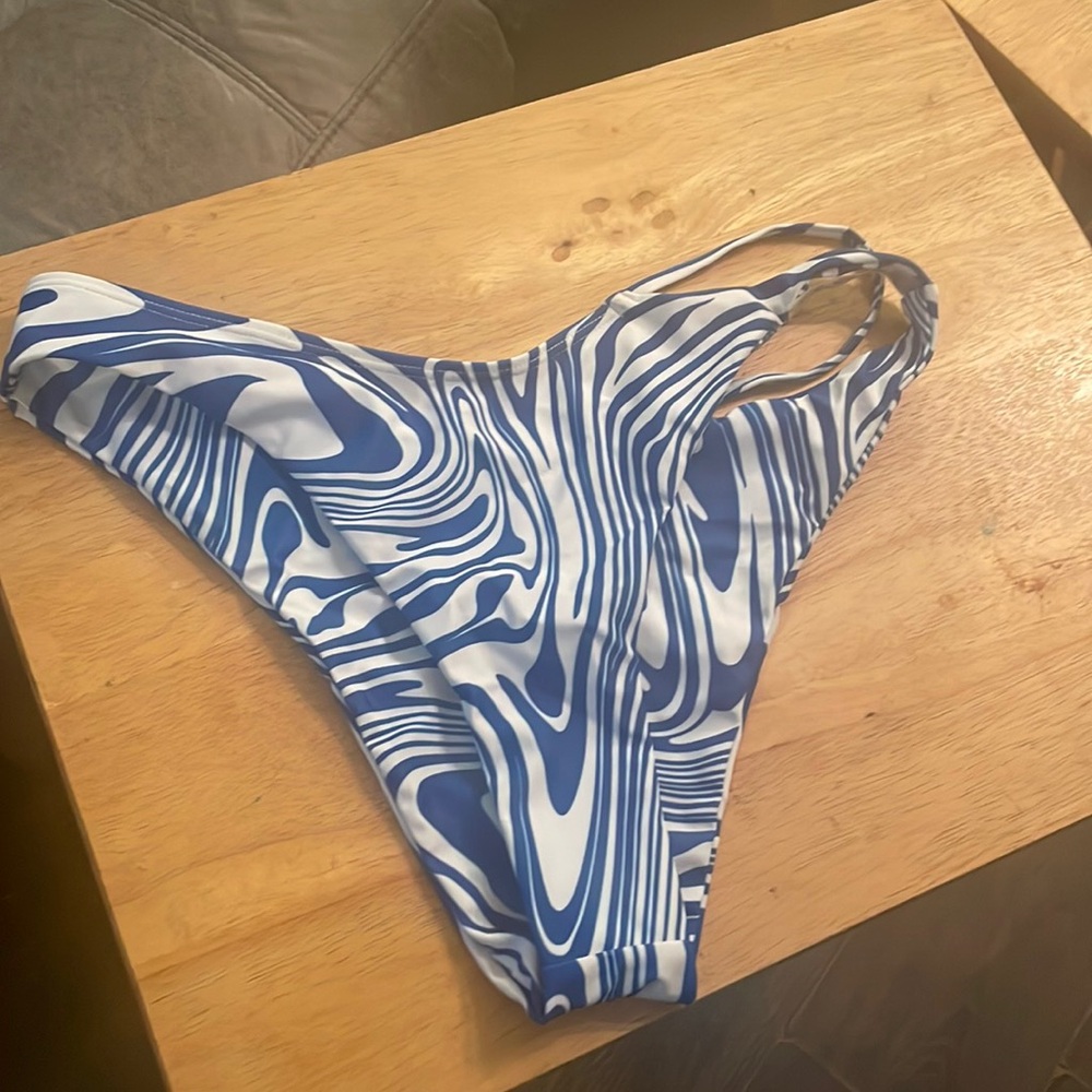 Blue and white bikini bottom